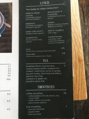 Menu 2024  at Chapter One Coffee Shop in Edinburgh