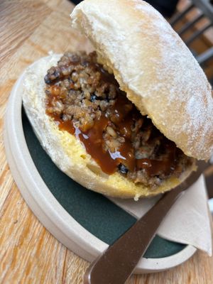 H*ggis breakfast cob at Chapter One Coffee Shop in Edinburgh