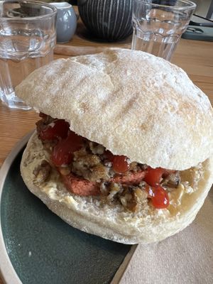 Lorne sausage and haggis roll  at Chapter One Coffee Shop in Edinburgh