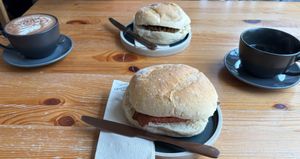 Haggis cob, and a square sausage & bacon cob with brown sauce!
(04/05/25) at Chapter One Coffee Shop in Edinburgh