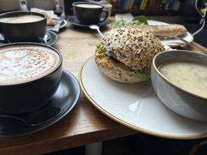 Soup and sandwich  at Chapter One Coffee Shop in Edinburgh