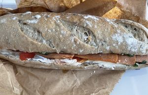 Vegan bacon, cream cheese and tomato sandwich   at Chapter One Coffee Shop in Edinburgh