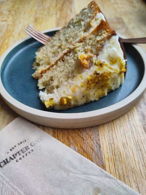 Pistachio cake at Chapter One Coffee Shop in Edinburgh