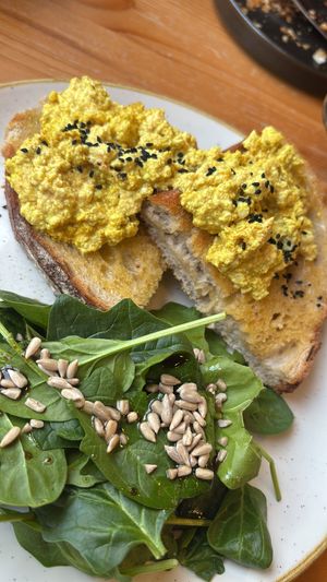 Tofu scramble on sourdough   at Chapter One Coffee Shop in Edinburgh