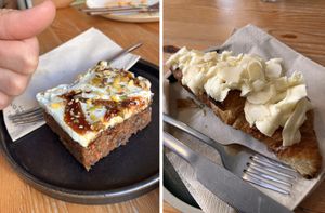 Carrot Cake and Almond Croissant at Chapter One Coffee Shop in Edinburgh
