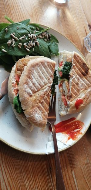 Chili 'chicken' toastie  at Chapter One Coffee Shop in Edinburgh