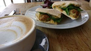 Delicious toasted falafel sandwich at Chapter One Coffee Shop in Edinburgh