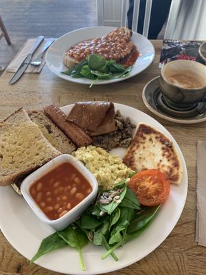 Full breakfast and beans on toast  at Chapter One Coffee Shop in Edinburgh