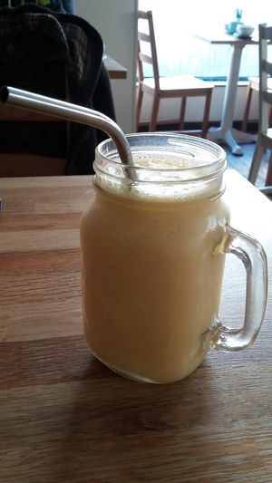 Passionfruit and pineapple smoothie  at Chapter One Coffee Shop in Edinburgh