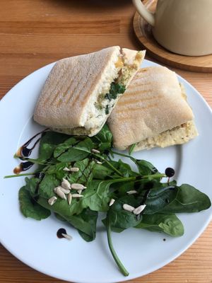 Falafel and mango chutney panini  at Chapter One Coffee Shop in Edinburgh