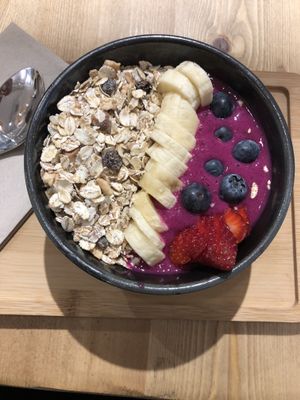 Dragon (fruit) Granola. Delicious.  at Odacova in Barcelona