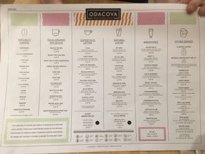 Menu page 2/2 April 2019 at Odacova in Barcelona