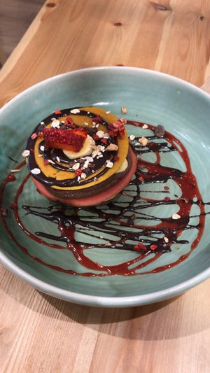 Pancakes with vegan nutella at Odacova in Barcelona