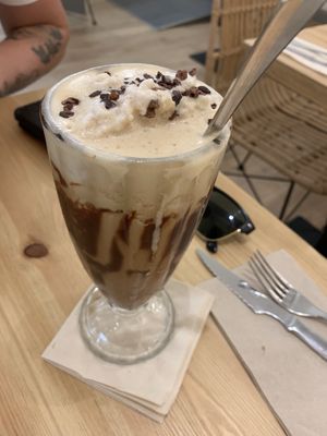 Chocolate frappe with soy milk at Odacova in Barcelona
