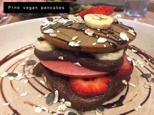 Vegan ‘Nutella’ Pancake stack  at Odacova in Barcelona