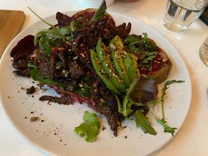 Sandwich with mushrooms: too much spices and herbs  at Plenty in The Hague