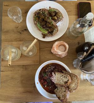 shakshuska and avo toast  at Plenty in The Hague