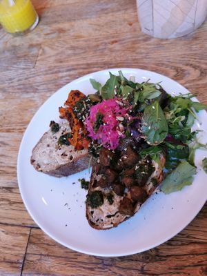 Tempeh sandwich, very tasty! Could do with a little more tempeh though. at Plenty in The Hague