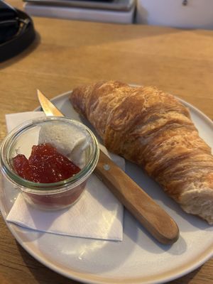 Croissant 3,80€ Jam 1€ Butter 1€  at Plenty in The Hague
