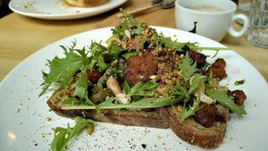 Tempeh and veggies bread at Plenty in The Hague