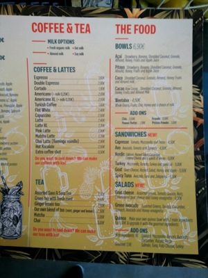 Menu at Juice Dudes in Barcelona