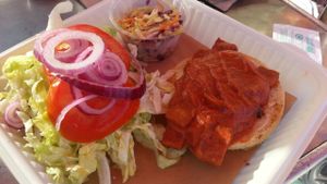 bbq tempeh burger at Seed Kitchen in Venice