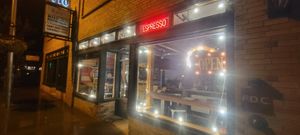 Outside the bar at Historic Brewing Barrel + Bottle House in Flagstaff