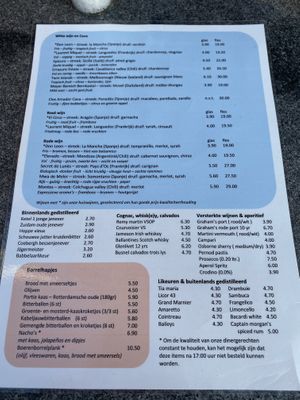 Drinks menu as it can't be found online. at Brasserie BLVD in Vlissingen