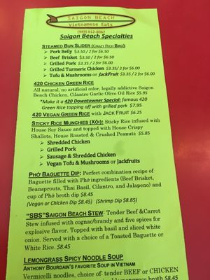 Menu - w vegan items!! at Saigon Beach in Newport Beach