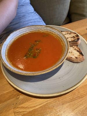 Tomato and red pepper soup  at Wildwood  in Maidstone