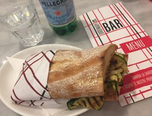 Sandwich with hummus and grilled Italian vegetables... at Panini Durini - CityLife in Milan