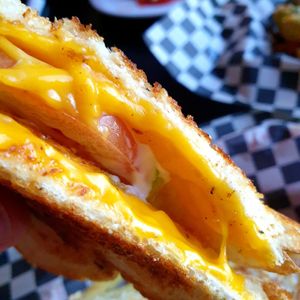 grilled cheese with tomato at Mark of the Beastro in Salt Lake City