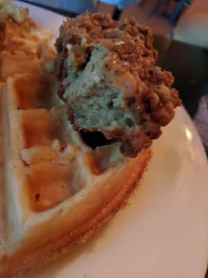 Chick'n (fried seitan) and waffles at Mark of the Beastro in Salt Lake City