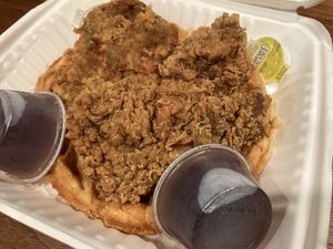 Chick’n and waffles at Mark of the Beastro in Salt Lake City