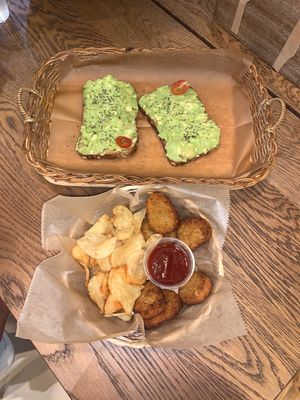 Avocado toast and healthy chicken nuggets  at MyRoots in Miami