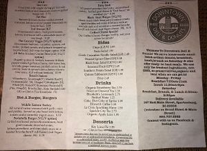 Downtown Deli and Donuts Menu.  I believe the items labeled with a V indicate Vegan and those labeled with VG indicate what's Vegetarian. at Downtown Deli & Donuts in Spartanburg