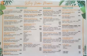 WHY NAM menu at Way Nam in Koh Phangan