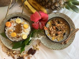 Granola bowl and chia bowl #Veganuary at Way Nam in Koh Phangan