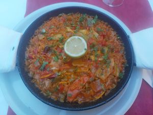 Big portion of vegan paella at Doña Clara in Tenerife