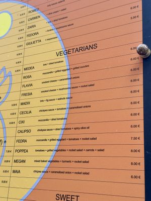 Veggie menu  at La Foca Pia in Pisa