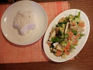 Stir fried veggies+ rice at Chalita in Krabi