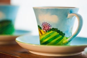 our hand painted cups at Makom in Yahad