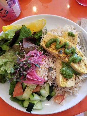 Tofu bowl on rice at Terra Veg in Klamath Falls