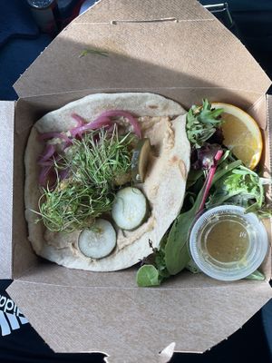 Berbere Falafel on flatbread.  at Terra Veg in Klamath Falls