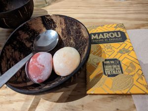 Vegan ice cream moshi and vietnamese chocolate at La Cantine Viêtgétarienne in Bordeaux