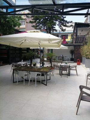 Spacious outdoor seating area at Sprout in Kathmandu