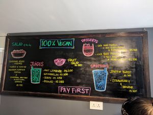 Menu at Sprout in Kathmandu