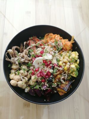 Couscous buddha bowl at Sprout in Kathmandu