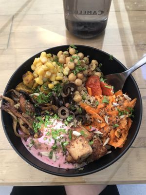 buda bowl, quinoa with topping 1 and added tofu  at Sprout in Kathmandu