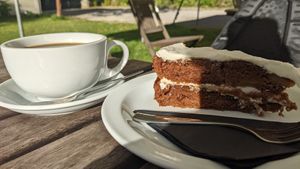 Vegan spiced apple cake at Manjushri in Ulverston